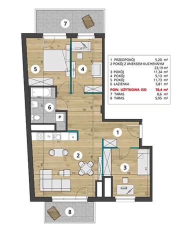 Mieszkanie 4 pokoje 78.4 m² Wrocław-Krzyki - Przedmieście Oławskie